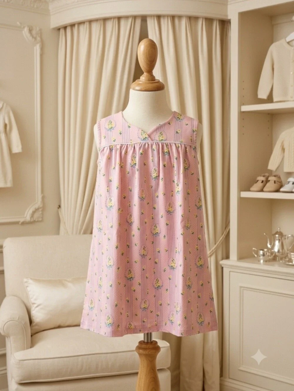 The Beaufort Bonnet Company Size 6 Pink & Blue Sleeveless Sweetheart Neckline